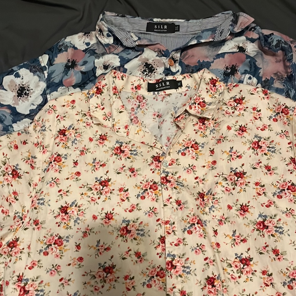 Men floral button down shirt bundle